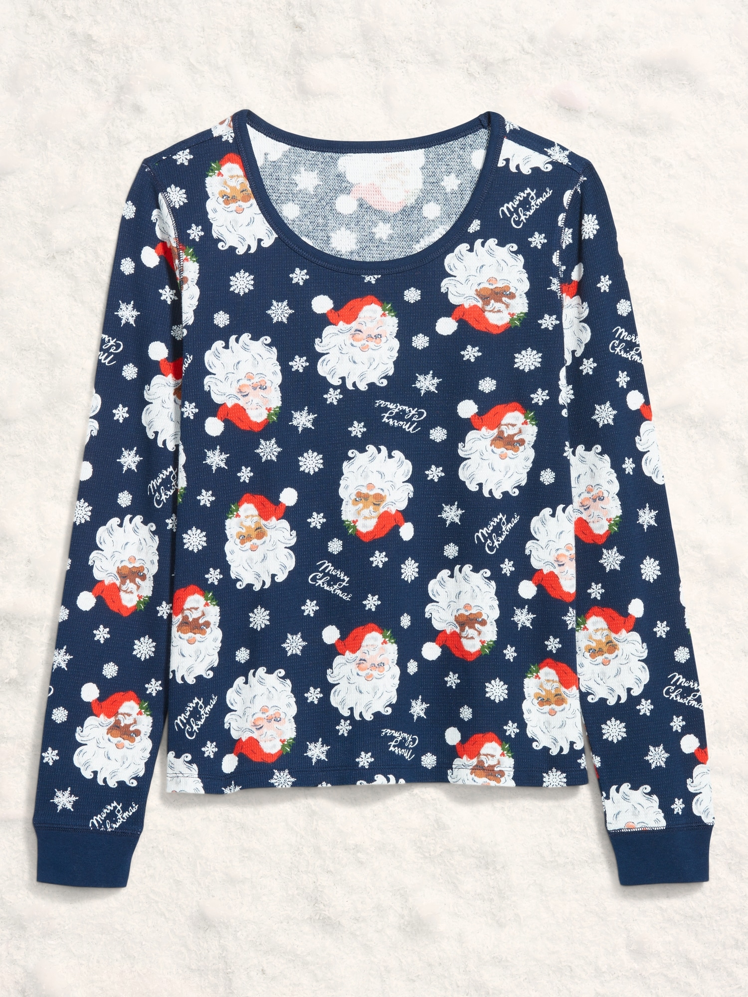 Scoop-Neck Waffle Pajama Top for Women