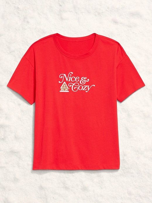 Image number 4 showing, Holiday-Graphic Crew-Neck T-Shirt for Women