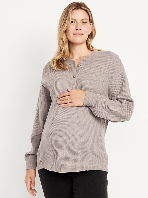 Image number 1 showing, Maternity Oversized Waffle T-Shirt