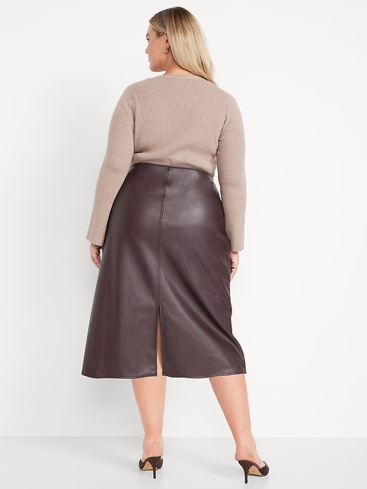 Image number 10 showing, High-Waisted Faux-Leather Midi Skirt