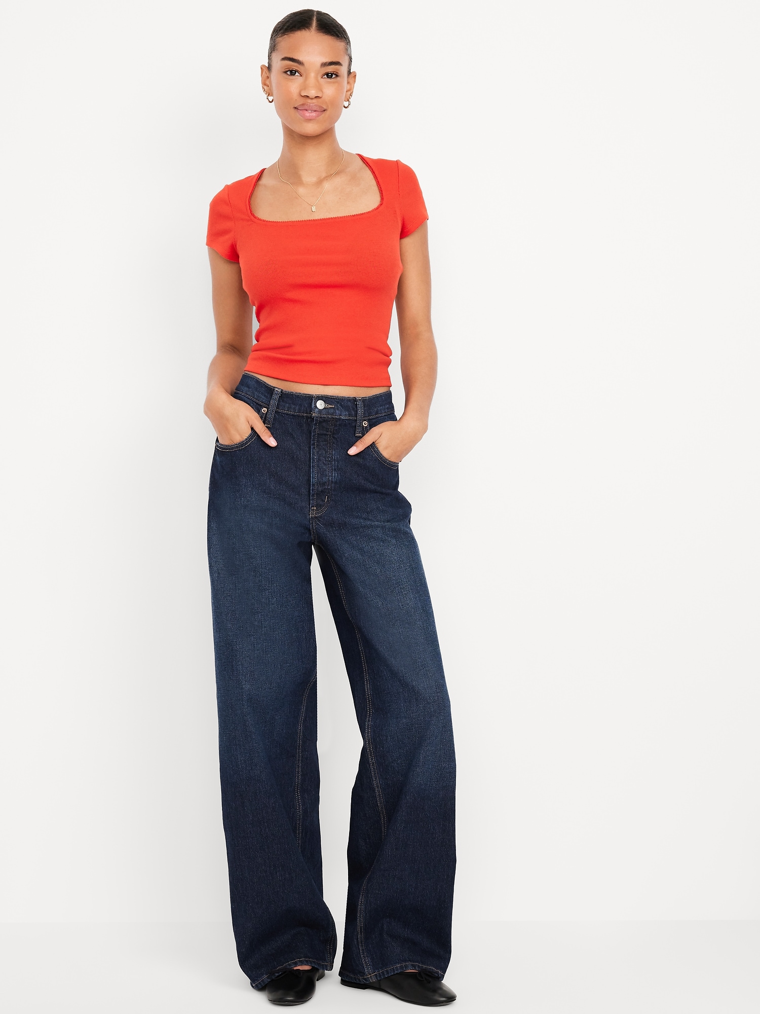 Mid-Rise Slouchy Wide-Leg Jeans