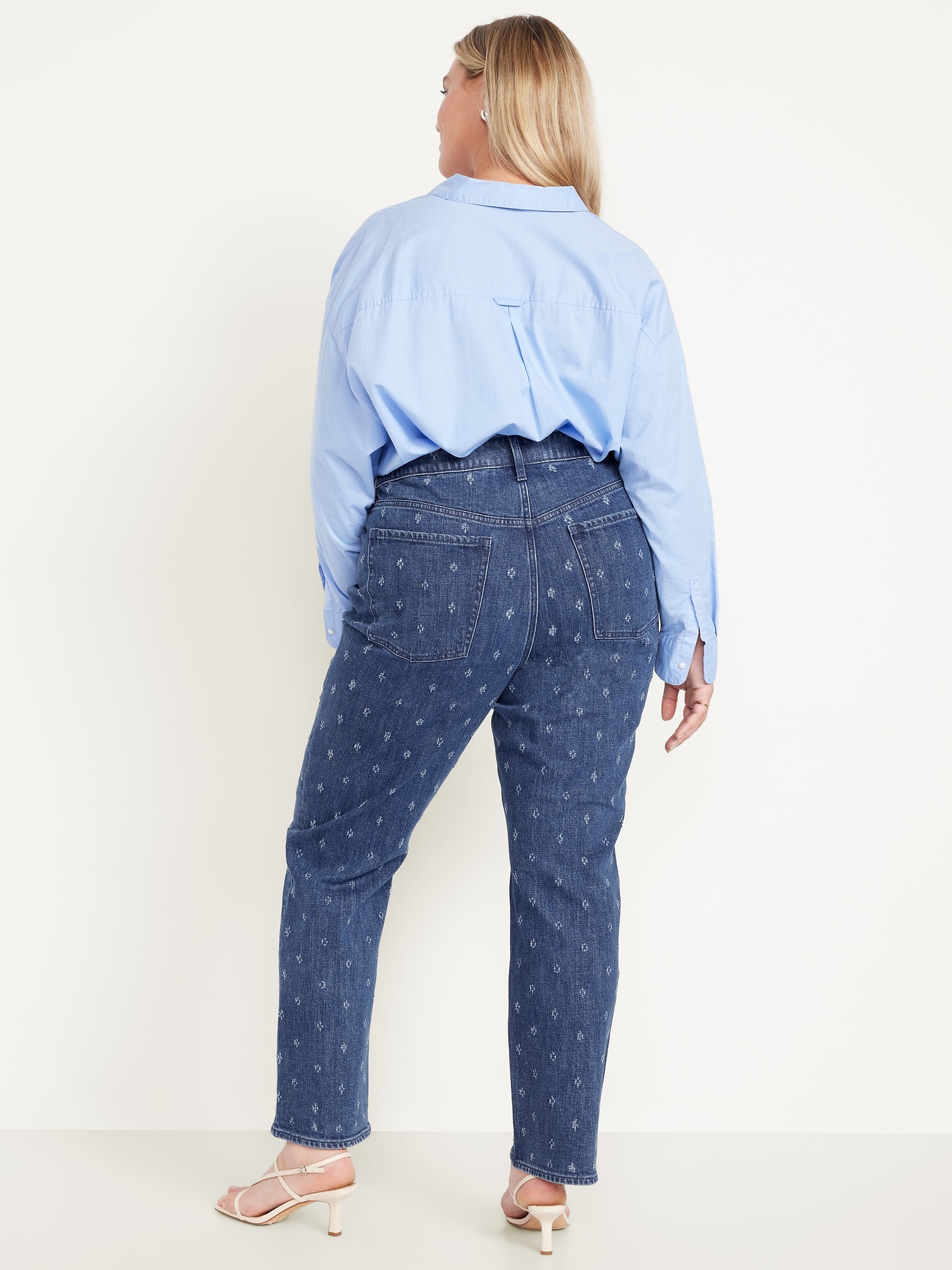 Extra High-Waisted Textured Straight Jeans