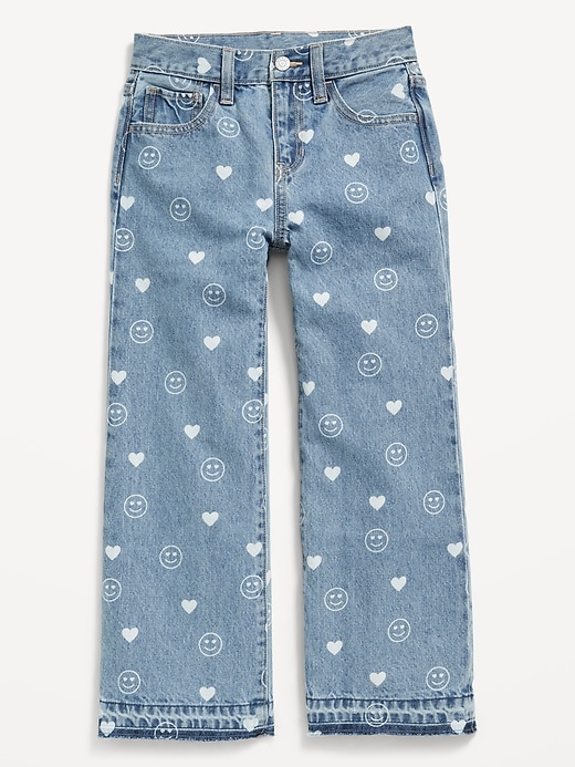Image number 4 showing, Printed Baggy Wide-Leg Jeans for Girls