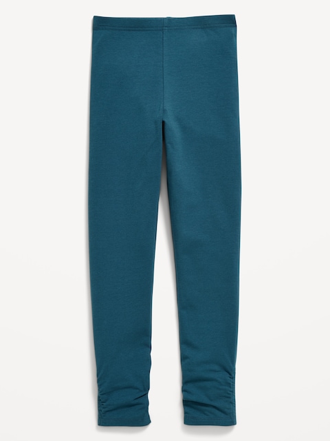 High-Waisted Side Ruched Leggings for Girls