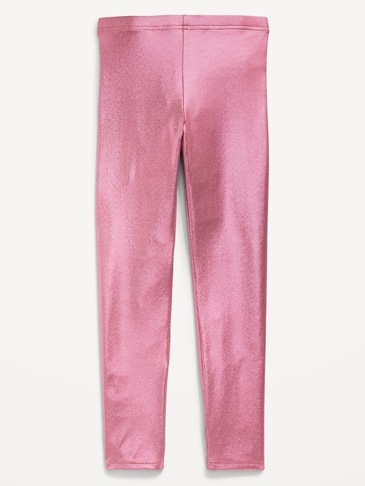 Image number 1 showing, Shiny Foil Print Leggings for Girls
