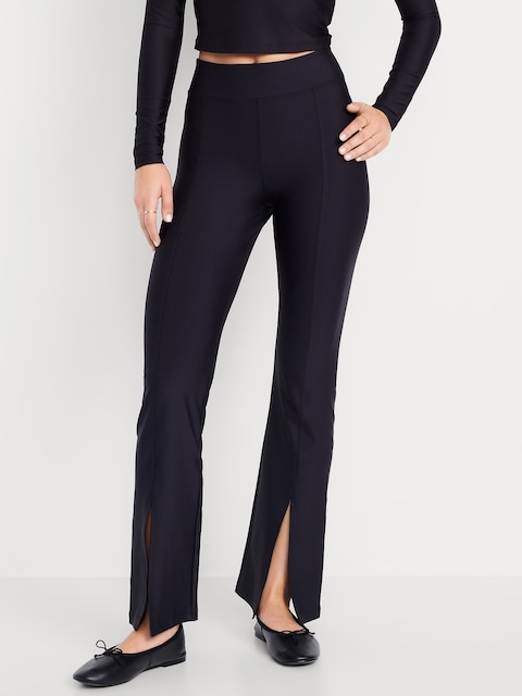 Extra High-Waisted PowerSoft Split-Flare Leggings - Black Jack
