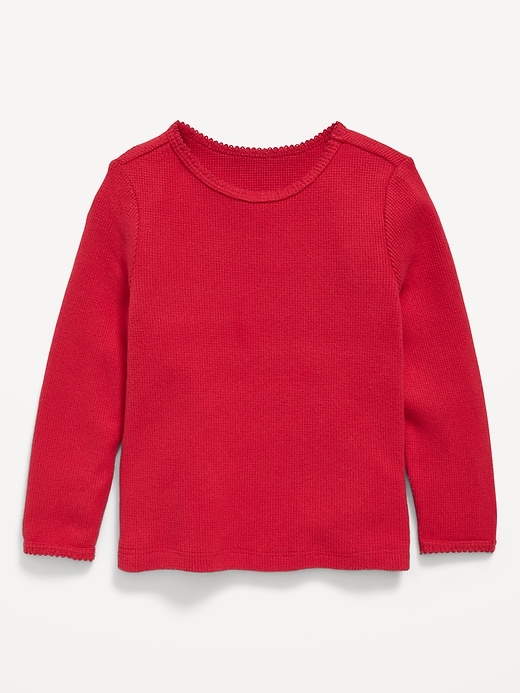 Image number 1 showing, Cozy Long-Sleeve Waffle-Knit T-Shirt for Toddler Girls