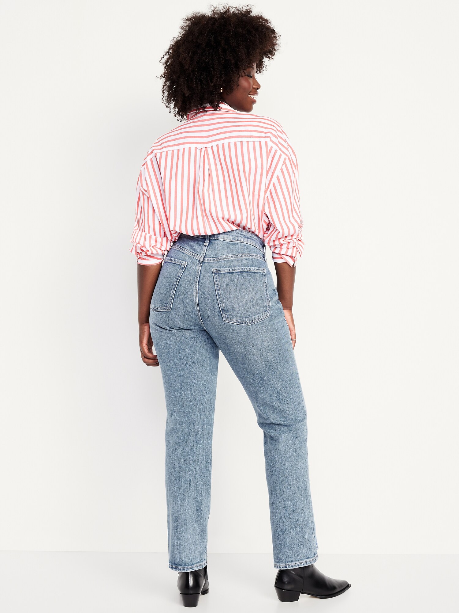 Женские джинсы Old Navy Curvy Extra High-Waisted Straight, цвет: Celine — фото 5