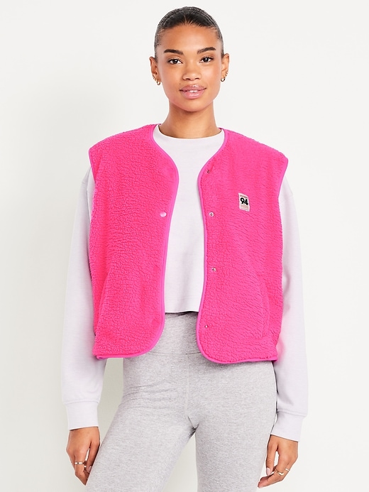 Image number 1 showing, Loose Snap-Front Sherpa Vest