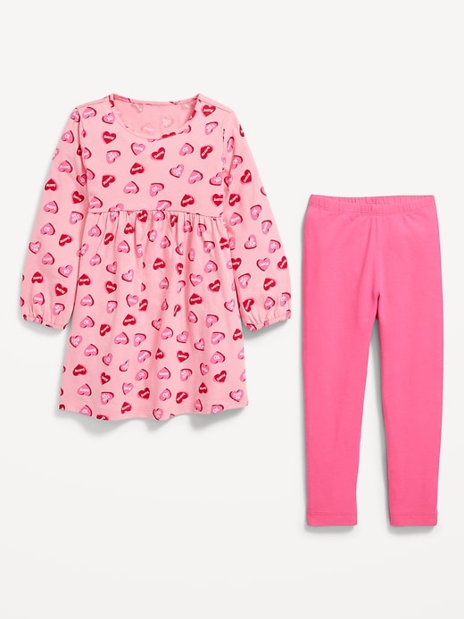 Image number 2 showing, Long-Sleeve Dress and Leggings Set for Toddler Girls