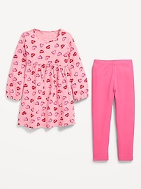 Image number 2 showing, Long-Sleeve Dress and Leggings Set for Toddler Girls