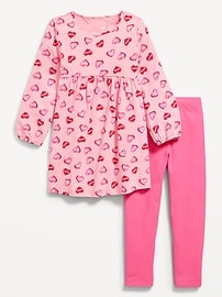 Image number 1 showing, Long-Sleeve Dress and Leggings Set for Toddler Girls