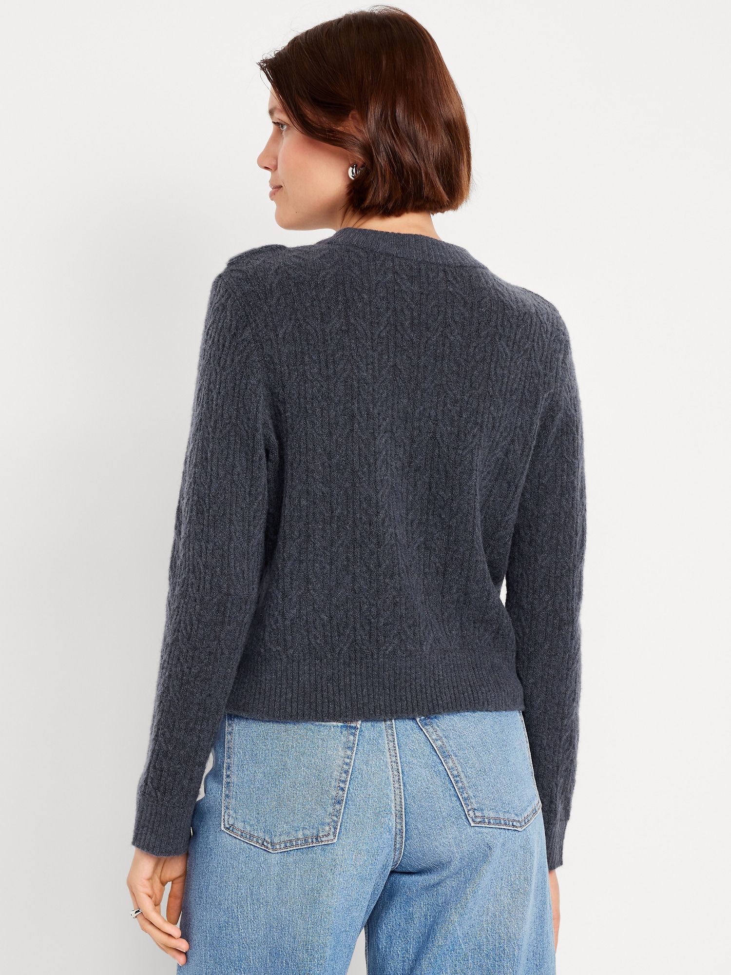 Wool-Blend Cropped Ruffle Sweater