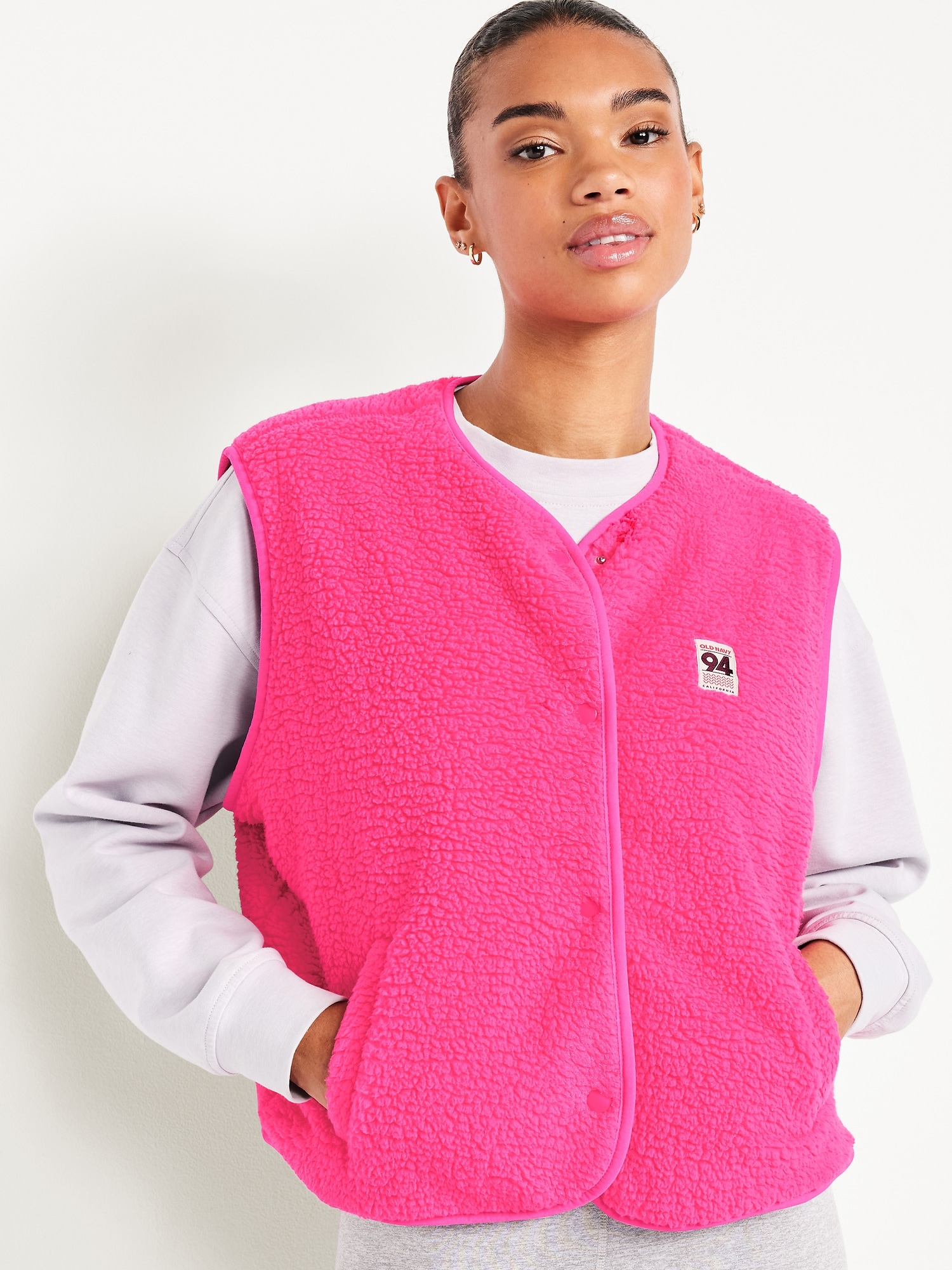 Loose Snap-Front Sherpa Vest | Old Navy