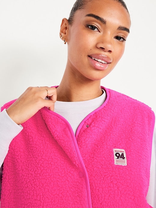 Image number 5 showing, Loose Snap-Front Sherpa Vest