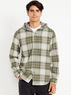Hooded Plaid Flannel Shirt