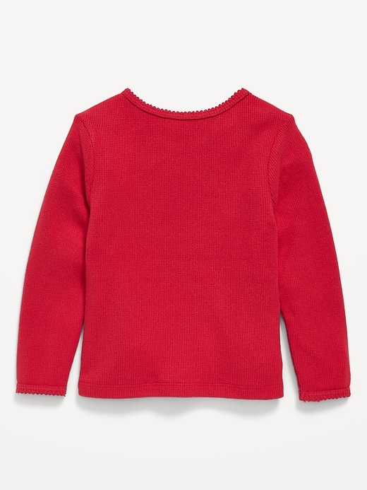 Image number 2 showing, Cozy Long-Sleeve Waffle-Knit T-Shirt for Toddler Girls