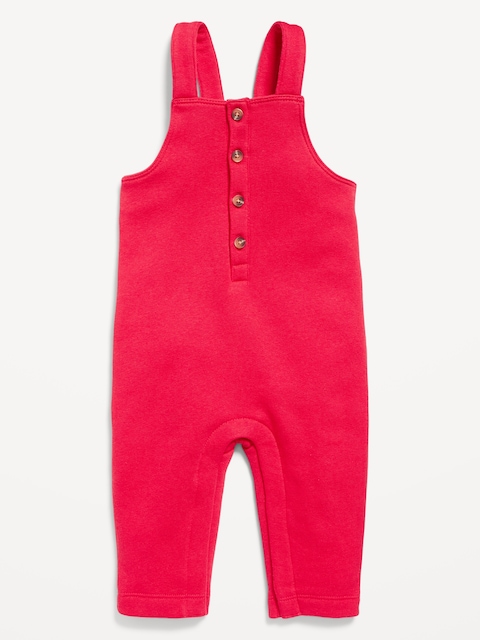 Fleece Button-Front Overalls for Baby - Roma Red