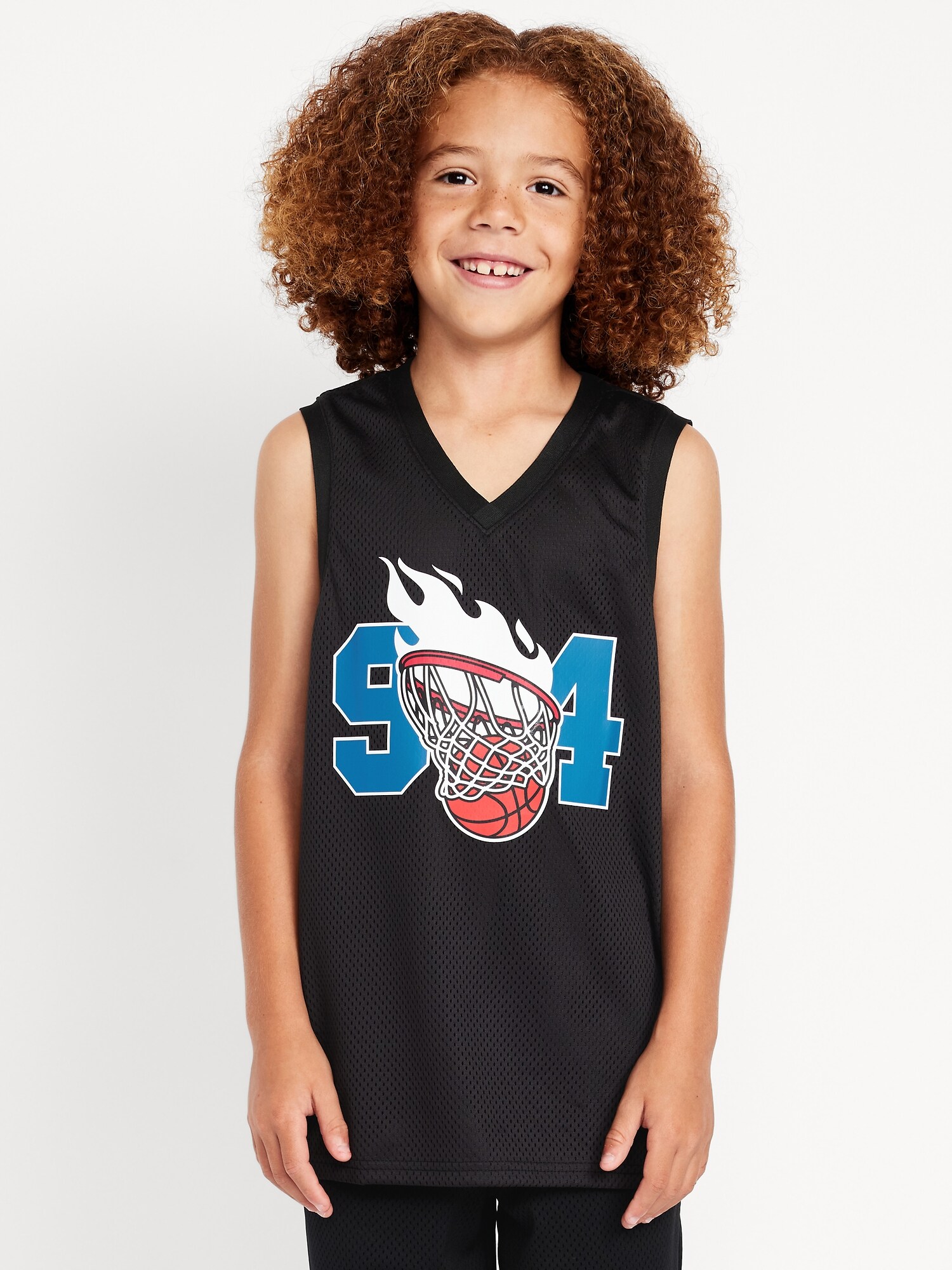 Топ Old Navy Mesh Graphic Basketball Tank Top для мальчиков, цвет: Чёрный — фото 3