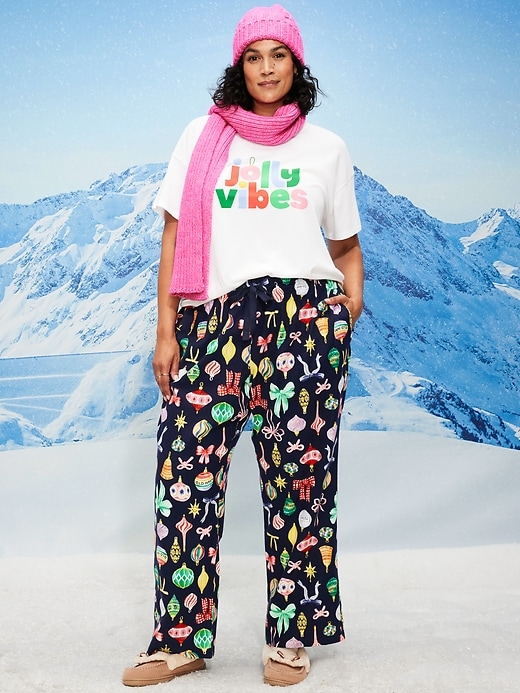 Image number 7 showing, Mid-Rise Printed Flannel Pajama Pants for Women
