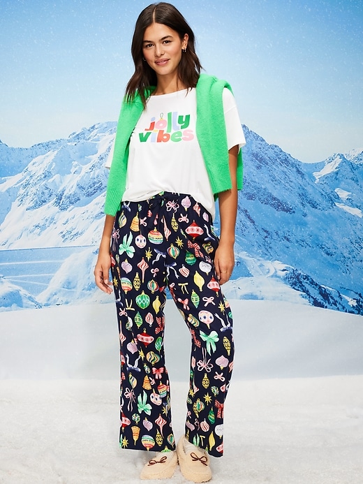 Image number 5 showing, Mid-Rise Printed Flannel Pajama Pants for Women