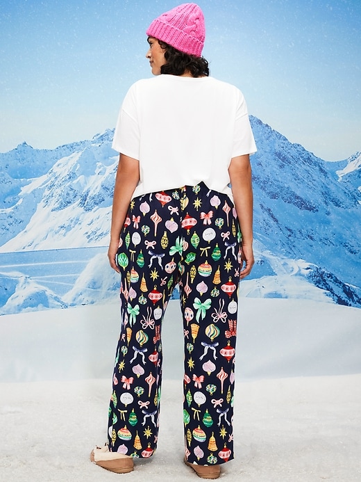 Image number 8 showing, Mid-Rise Printed Flannel Pajama Pants for Women