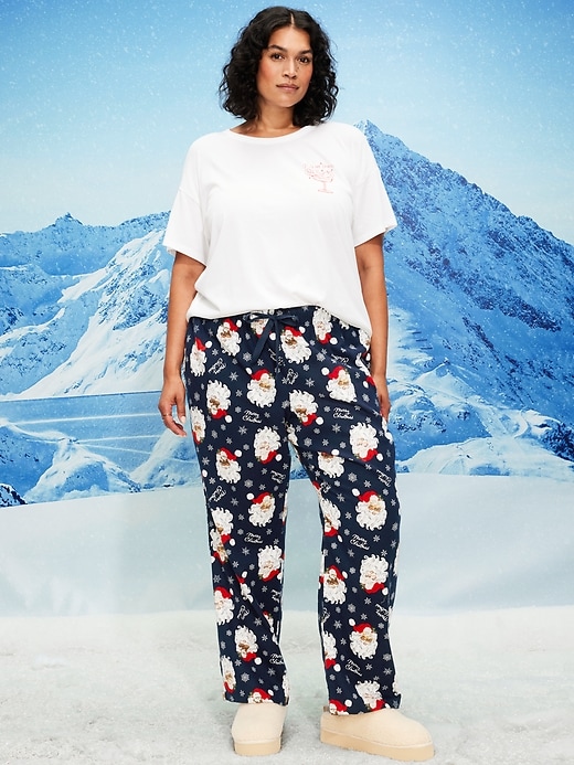 Image number 7 showing, Mid-Rise Printed Flannel Pajama Pants for Women