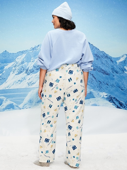 Image number 8 showing, Mid-Rise Printed Flannel Pajama Pants for Women