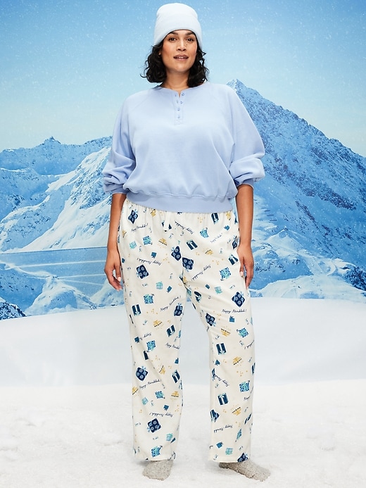 Image number 7 showing, Mid-Rise Printed Flannel Pajama Pants for Women