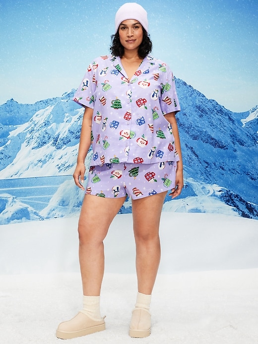 Image number 7 showing, Printed Flannel Pajama Short Set for Women