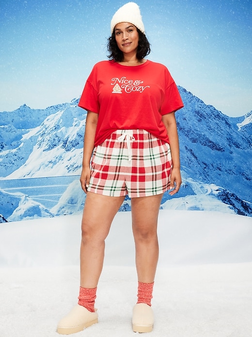 Image number 7 showing, Plaid Flannel Pajama Boxer Shorts Women