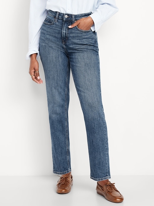 Image number 2 showing, Curvy Extra High-Waisted Straight Jeans