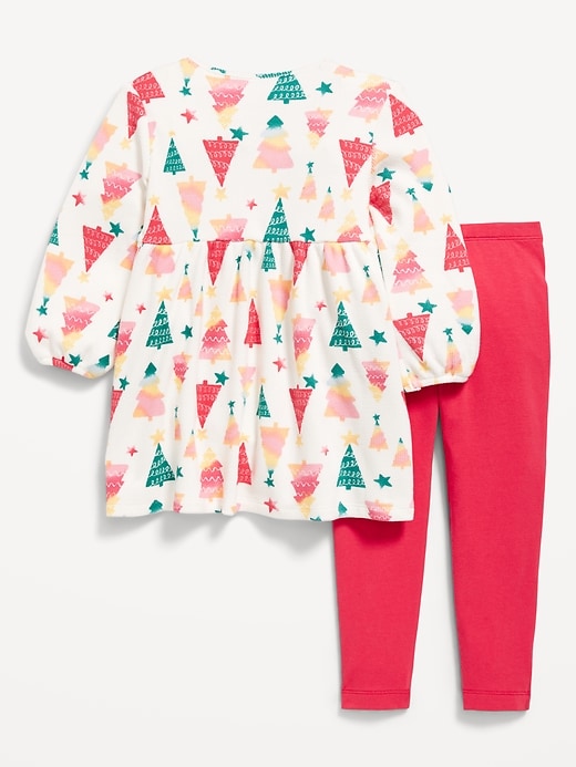 Image number 2 showing, Long-Sleeve Waffle-Knit Dress and Leggings Set for Toddler Girls