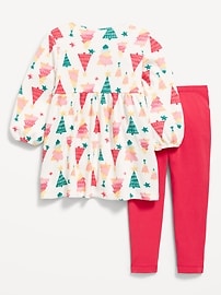 Image number 2 showing, Long-Sleeve Waffle-Knit Dress and Leggings Set for Toddler Girls