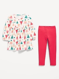 Image number 3 showing, Long-Sleeve Waffle-Knit Dress and Leggings Set for Toddler Girls