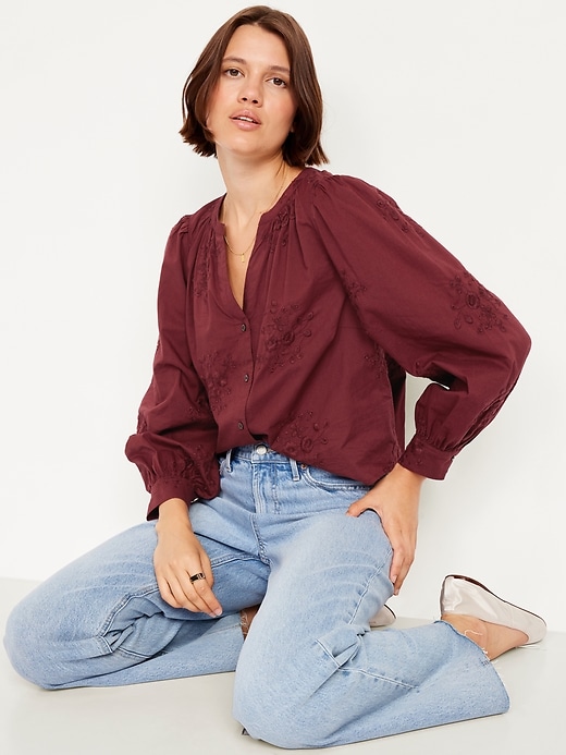 Image number 3 showing, Button-Down Embroidered Top