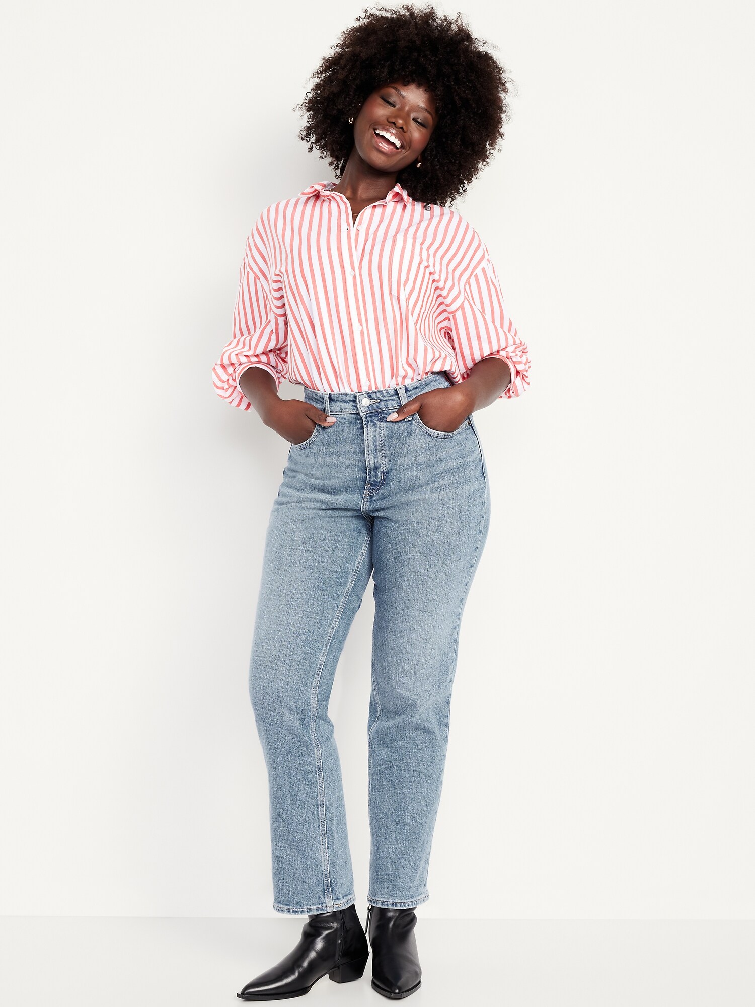 Женские джинсы Old Navy Curvy Extra High-Waisted Straight, цвет: Celine — фото 4