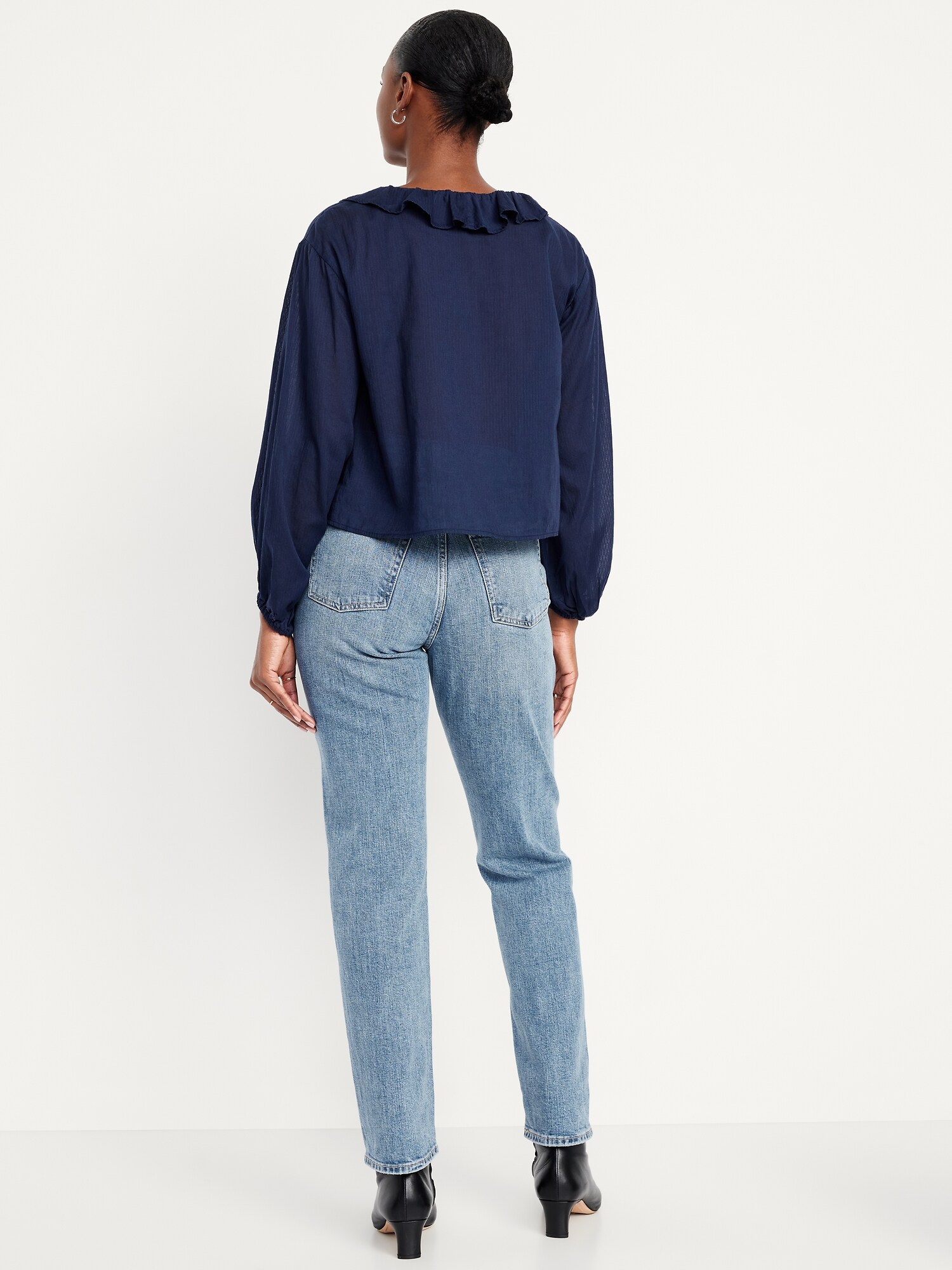 Женские джинсы Old Navy Curvy Extra High-Waisted Straight, цвет: Celine — фото 3