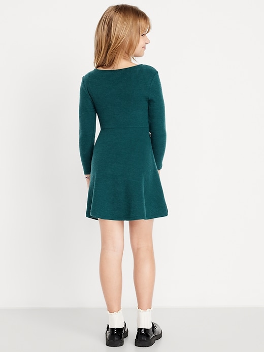 Image number 2 showing, Cozy Long-Sleeve Ribbed Fit and Flare Dress for Girls