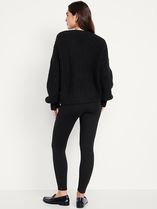 Image number 2 showing, High-Waisted Fleece-Lined Ankle Leggings