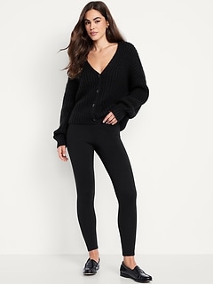 High-Waisted Fleece-Lined Ankle Leggings