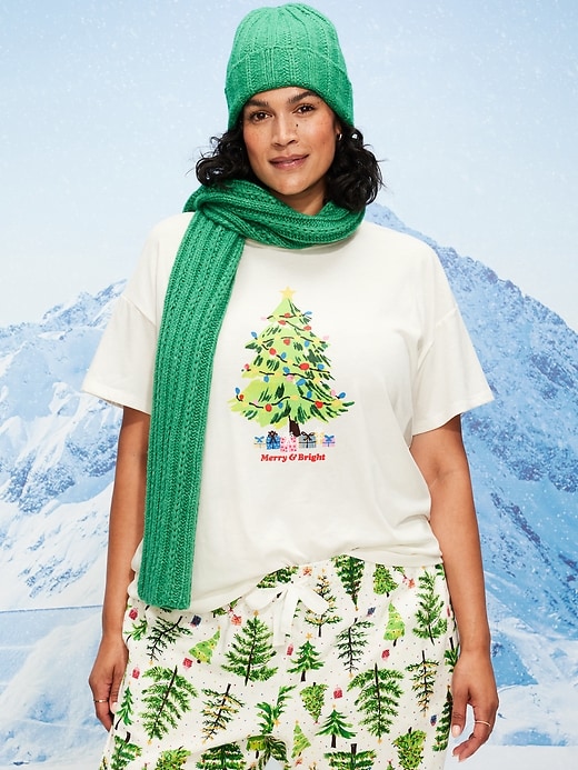 Image number 7 showing, Holiday-Graphic Crew-Neck T-Shirt for Women
