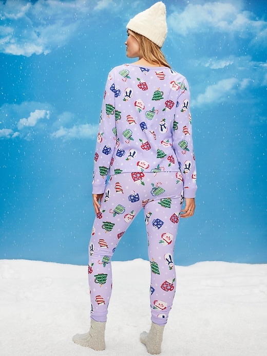 Image number 6 showing, High-Waisted Printed Waffle Pajama Leggings for Women