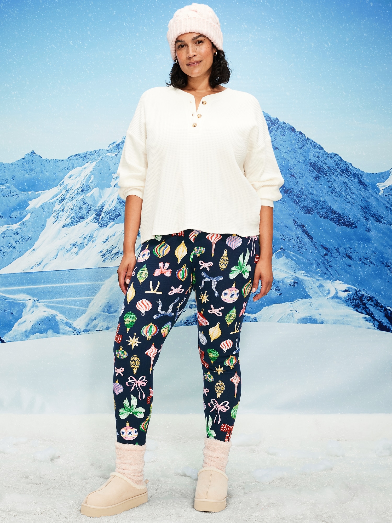 High-Waisted Waffle Pajama Leggings for Women