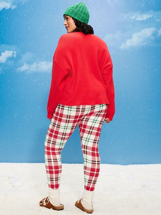 Image number 8 showing, High-Waisted Printed Waffle Pajama Leggings for Women