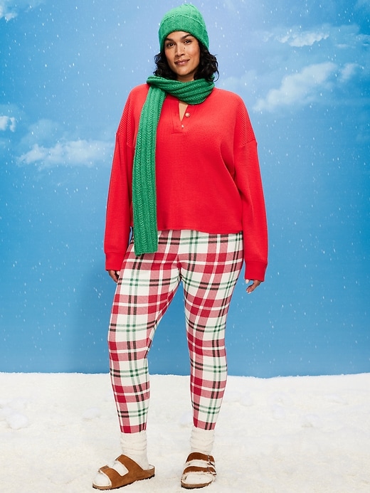 Image number 7 showing, High-Waisted Printed Waffle Pajama Leggings for Women