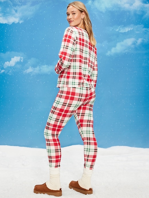 Image number 6 showing, High-Waisted Printed Waffle Pajama Leggings for Women