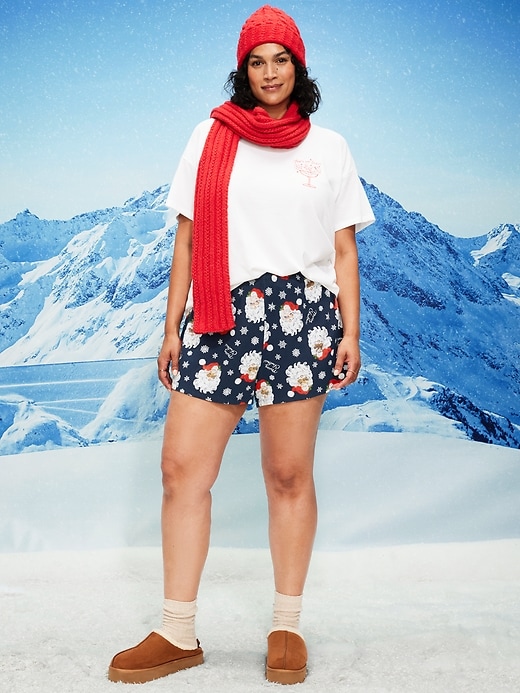 Image number 7 showing, High-Waisted Printed Waffle Pajama Shorts for Women