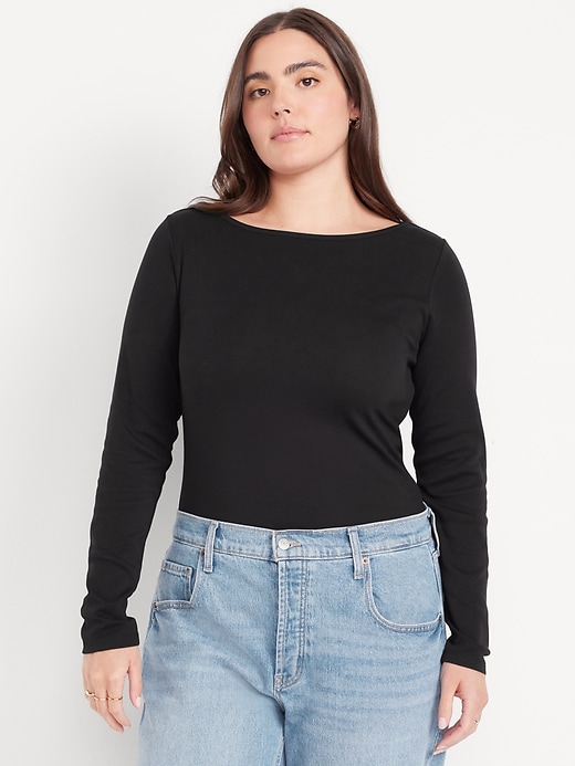 Image number 5 showing, Snug Long-Sleeve Boat-Neck T-Shirt