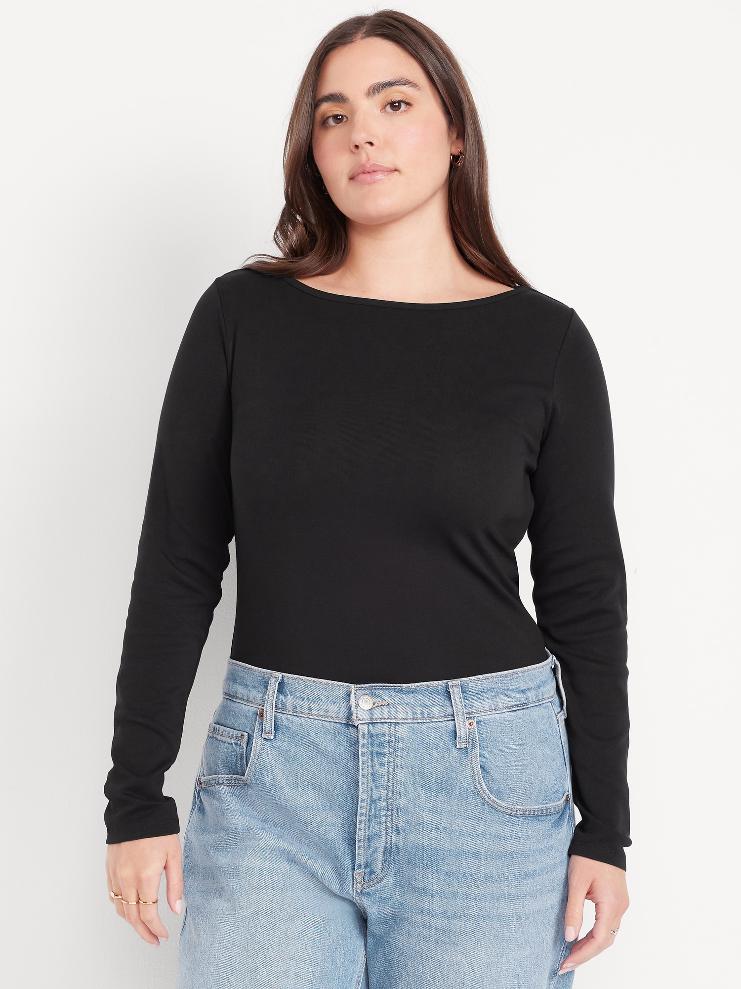 Snug Long-Sleeve Boat-Neck T-Shirt | Old Navy